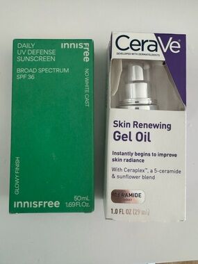 CeraVe Skin Renewing Oil Innisfree Mineral Sunscreen SPF 36 GLOWY 50ml Oz 07/26
